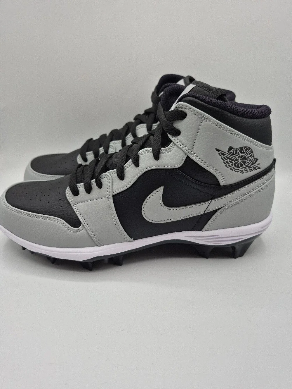 Nike Air Jordan 1 Mid Football Cleats Shadow 2.0 Black Grey FJ6805-002 Mens 9.5